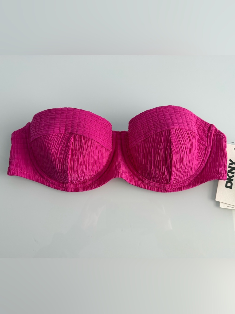 DKNY Women's Pink Textured Molded Balconette Bikini Top Size Large - Picture 2 of 9
